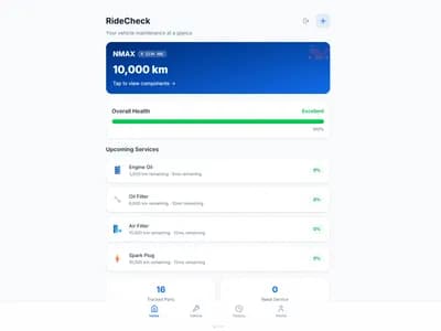 RideCheck — Vehicle Maintenance Tracker screenshot 1